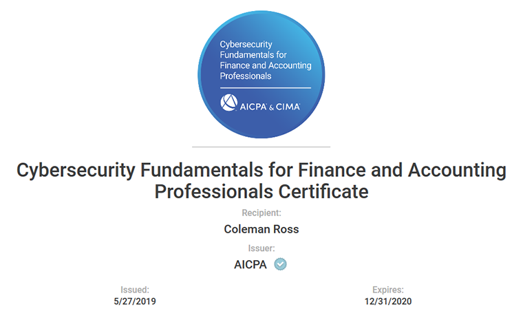 AICPA certificate